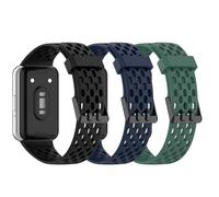 KUSINHOKA 3 Pack Silicone Straps for Samsung Galaxy Fit 3,Silicone Sport Replacement Wristband for Women Men,Black+Blue+Green