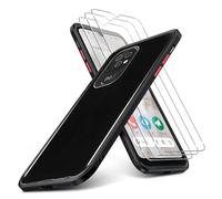 KUSINHOKA Case Compatible with Doro 8100/Doro 8100 Plus+ 3 Pack Screen Protector Tempered Glass,Anti Scratch,Drop Protection,Non Slip Soft TPU Thin Full Body Protective Phone Cover,Black