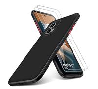 KUSINHOKA Case Compatible with Motorola Moto G34 5G + 2 Pack Screen Protector Tempered Glass,Anti Scratch,Drop Protection,Non Slip Soft TPU Thin Full Body Protective Phone Cover,Black