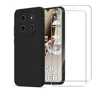 KUSINHOKA Case for Blackview SHARK 6/Tiger 8 + 2 Pack Screen Protector Tempered Glass,Anti Scratch,Drop Protection,Non Slip Soft TPU Thin Full Body Protective Phone Cover,Black