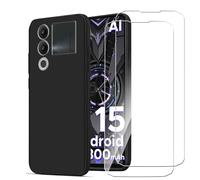KUSINHOKA Case for DOOGEE Blade 20 Turbo 5G/DOOGEE Blade 20 + 2 Pack Screen Protector Tempered Glass,Anti Scratch,Drop Protection,Non Slip Soft TPU Thin Full Body Protective Phone Cover,Black