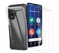 KUSINHOKA Case for Doro 8200 4G + 3 Pack Screen Protector,Ultra Transparent,Drop Proof,Anti Scratch Thin Slim Soft TPU Silicone Clear Cover,Transparent