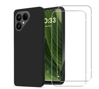 KUSINHOKA Case for Fairphone 6 + 2 Pack Screen Protector Tempered Glass,Anti Scratch,Drop Protection,Non Slip Soft TPU Thin Full Body Protective Phone Cover,Black