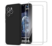 KUSINHOKA Case for FOSSiBOT S1 + 2 Pack Screen Protector Tempered Glass,Anti Scratch,Drop Protection,Non Slip Soft TPU Thin Full Body Protective Phone Cover,Black