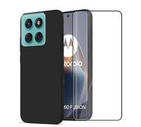KUSINHOKA Case for Motorola Edge 60 Fusion 5G/Edge 60 + 1 Pack Screen Protector Tempered Glass,Anti Scratch,Drop Protection,Non Slip Soft TPU Thin Full Body Protective Phone Cover,Black