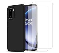 KUSINHOKA Case for OnePlus 15R 5G + 2 Pack Screen Protector Tempered Glass,Anti Scratch,Drop Protection,Non Slip Soft TPU Thin Full Body Protective Phone Cover,Black