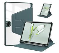 KUSINHOKA Case for OnePlus Pad GO，360° Rotation Multi-angle Stand Slim Cover PU leather + Transparent Acrylic case with Pen Holder and Support Tablet Wake Up/Sleep Function,Green