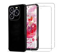 KUSINHOKA Case for OUKITEL C65/OUKITEL C65 Pro + 2 Pack Screen Protector Tempered Glass,Anti Scratch,Drop Protection,Non Slip Soft TPU Thin Full Body Protective Phone Cover,Black