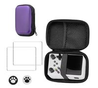 KUSINHOKA Case for R36S/RG35XX/RG353V + [2 Pack] Screen Protector with 2 Thumb Grip Caps,Shockproof and Waterproof Hard Carrying Case Multi-Function Storage Carrying Universal Travel Case,Purple