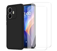 KUSINHOKA Case for TCL K70 Power 4G/TCL K70 4G + 2 Pack Screen Protector Tempered Glass,Anti Scratch,Drop Protection,Non Slip Soft TPU Thin Full Body Protective Phone Cover,Black