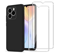KUSINHOKA Case for Ulefone Note 20 Pro + 2 Pack Screen Protector Tempered Glass,Anti Scratch,Drop Protection,Non Slip Soft TPU Thin Full Body Protective Phone Cover,Black