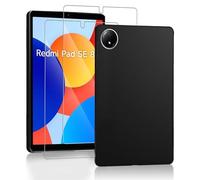 KUSINHOKA Case for Xiaomi Redmi Pad SE 4G +2 Pieces Screen Protector,Shockproof Anti Scratch Ultra Slim Soft TPU Silicone Touch Lightweight Cover,Black