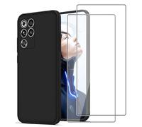 KUSINHOKA Case for ZTE nubia RedMagic 11 Pro/RedMagic 11 Pro+ + 2 Pack Screen Protector Tempered Glass,Anti Scratch,Drop Protection,Non Slip Soft TPU Thin Full Body Protective Phone Cover,Black