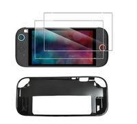 KUSINHOKA Silicone Case for Nintendo Switch 2 + 2 Pack Screen Protector,Shockproof Anti Scratch Anti Squeeze Non Slip Silicone Dust Protection Cover，Black