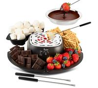 Kusini 2 in 1 Electric Fondue Set & Smores Maker Tabletop Indoor Kit with Removable Trays & 4 Skewers - Smores Station Chocolate Melting Pot - Unique Couple Gift Set Idea, Date & Movie Night Supplies