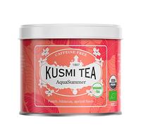 Kusmi Tea AquaSummer - 100 gr Loose Tea Tin - Organic Herbal Tea - Flavored with Hibiscus, Peach & Apricot - Caffeine Free