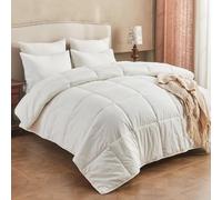 KUSNUG Hybrid Australian Wool Comforter Queen Size with 100% Organic Cotton, Hypoallergenic Luxury Duvet Insert with Tabs, Temperature Regulating All-Season Bedding, White