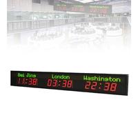 KUSOLE City World Time Zone Clock, Three Time Zone LED Digital World Clock, Digital Static Display, All-Aluminum Casing, Suitable for Airports, Shopping Malls, Hotels, and Multinational Corporations
