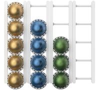 KUSOVILI Adhesive Coffee Capsule Holder for Nespresso VertuoLine, Holds 20 Capsules - Wall or Cabinet Mounted Stand with Strong 3M Strips, Vertical or Horizontal Mount (White, Adhesive)