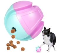 KUSSGLVCK Giggle Ball, Indestructible Chew Toy for Aggressive Chewers, Interactive Squeaky Ball with Treat Dispenser, Durable Dog Puzzle Feeder for Small/Medium/Large Dogs (Blue-Pink)