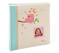 Kusso Childrens Photo Album Pink Sleepy Owl Design 200 Photos 6x4 Inch / 10x15cm PERSONALISE with a Favourite Photo for Babies Toddlers and Kids