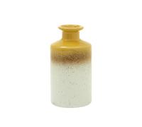 Kusso Mustard Yellow Ombre Ceramic Small Vase with Slim Neck Painted Pottery for Dried Flowers or Pampas Grass