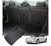 KUST Custom Fit Trunk Mat for 2020-2024 2025 Tesla Model Y Accessories 5 Seater (Not for 7 Seat) Cargo Mat Liner Back Seat Protector All Weather Protection Black