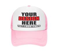 Kustima Custom Baseball Caps Personalised for Men & Women, Design Your Own Trucker Cap, Add Logo, Picture or Text, Black Mesh Cap, Adjustable Dad Hat, Mens Hats and Hats UK