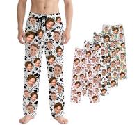 Kustima Custom Pyjama bottoms,personalised lounge wear Add Your Face or Photo,Customized Funny pyjamas Personalized Pajama Bottoms for Men & Women - With Photo Text for a Fun Custom Gift