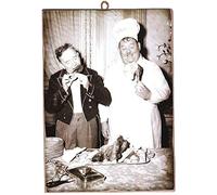 KUSTOM ART CUCUCUBA Picture Picture Vintage Style Stanlio and Ollio (Stan Lauren & Oliver Hardy) Print on Wood. For Home Furnishings, Restaurant, Pizzeria, Bar, Hotel 18x25 cm.