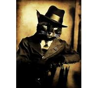 KUSTOM ART Decorative Wall Poster Aristocratic Animals Series Mafia Cat Art Print on Coated Paper 40 x 30 cm Without Frame