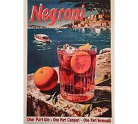 KUSTOM ART Decorative Wall Poster Series Advertising Vintage Cocktail ni Aperitif at the Sea Print on Cardboard 40 x 30 cm Without Frame