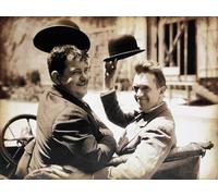KUSTOM ART Decorative Wall Poster Series Celebrity Actors Stan Laurel & Oliver Hardy Greet in the Car (Stanlio and Ollio) Art Print on Coated Paper 4 x 30 cm Without Frame