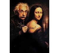 KUSTOM ART Decorative Wall Poster Series Famous Paintings Parody La Mona Lisa Mona Lisa with Albert Einstein Tattoo Artistic Print on Coated Paper 40 x 30 cm Without Frame
