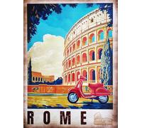 KUSTOM ART Decorative Wall Poster Series Landscapes and Cities Rome Colosseum Illustration Rome Print on Coated Paper 40 x 30 cm Without Frame