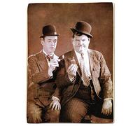 KUSTOM ART Magnet Series Famous Actors Stanlio & Ollio (Stan Laurel Oliver Hardy) Vintage Collectible Style Wood Print 10x6cm