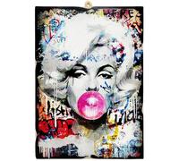 KUSTOM ART Marilyn Monroe Chewing Gum Street Art Series Wall Picture Print on Wood 25 x 18 cm
