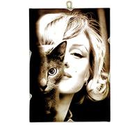 KUSTOM ART Marilyn Monroe Vintage Style Picture Series Hollywood Actors Collectible Print on Wood 25 x 18 cm