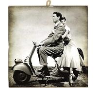 KUSTOM ART Picture Vintage Style Famous Actors Series Gregory Peck and Audrey Hepburn Print on Wood 15X15 cm