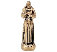 KUSTOM ART Santino Ornamental Religious Statue Saint Padre Pio from Pietralcina in Gold Metal Height 16 cm