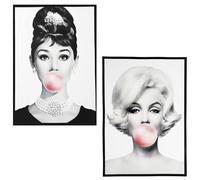 KUSTOM ART Set of 2 Decorative Wall Posters Series Hollywood Actors Marylyn Monroe Audrey Hepburn Art Print on Coated Paper 42 x 30 cm Without Frame