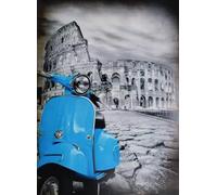 KUSTOM ART Vespa Colosseum Decorative Wall Art for Bedroom Poster Print on Coated Paper 40 x 30 cm Without Frame