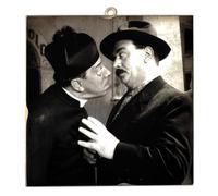KUSTOM ART Vintage Style Picture Series Famous Actors Fernandel (Don Camillo) Gino Cervi (Peppone) Collectible Print on Wood 23 x 23 cm