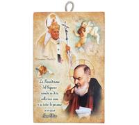KUSTOM ART Vintage Style Shaped Wall Picture Series Sacred Pictures Pope John Paul II Second and Saint Padre Pio Print on Wood 15 x 10 cm