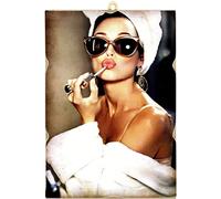 KUSTOM ART Vintage Style Square Picture Series Famous Actors Audrey Hepburn Collectible Print on Wood 18x25 cm.