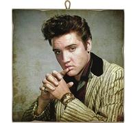 KUSTOM ART Vintage Style Square Picture Series Famous Actors Elvis Presley Print on Wood 15X15 cm