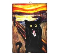 KUSTOM ART Wall Picture Series Allegoric Works Cat for Scream by Munch Print on Wood 25 x 18 cm