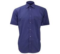 Kustom Kit Business Shirt - Mens Short Sleeve, Classic Collar, Dark Navy, 18.5inch