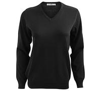 Kustom Kit Ladies Arundel Long Sleeve V-Neck Sweater Black 16 UK 50% Cotton 50% Acrylic 12 Gauge