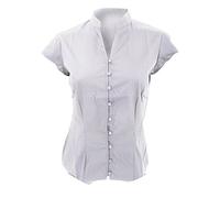 Kustom Kit Ladies Continental Blouse Mandarin Collar Cap Sleeve (10 UK) (White)